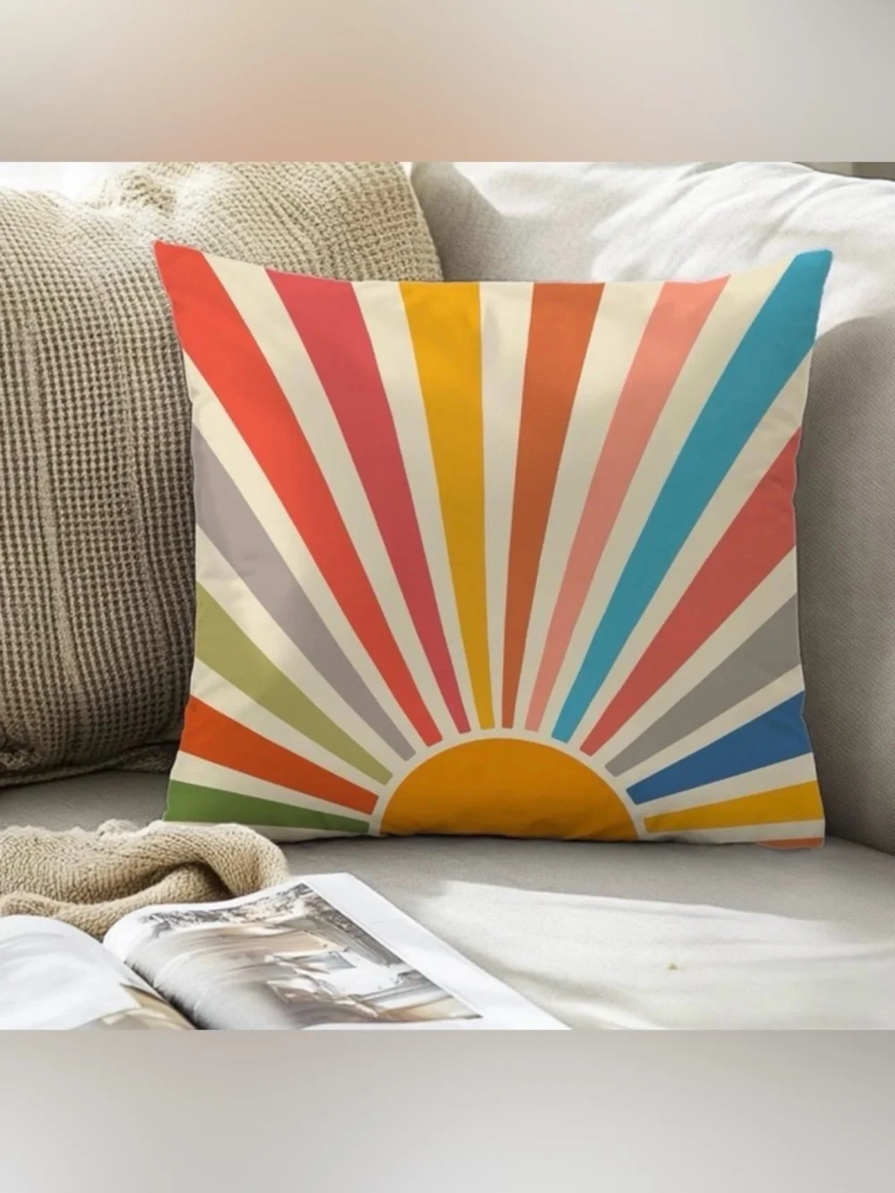 NEW Boho Sunshine Pillow Cover (1) - 18”x18” - Polyester - No Pillow Insert